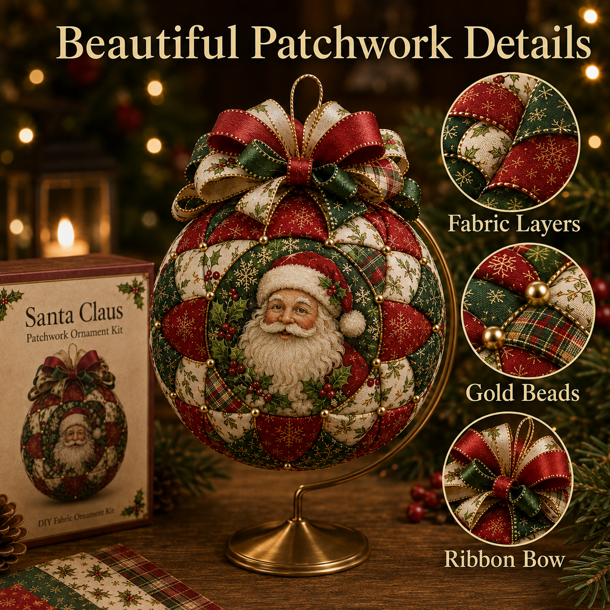 ❤️Beginner-Friendly🎄Christmas Classics Patchwork Ornament DIY Kit