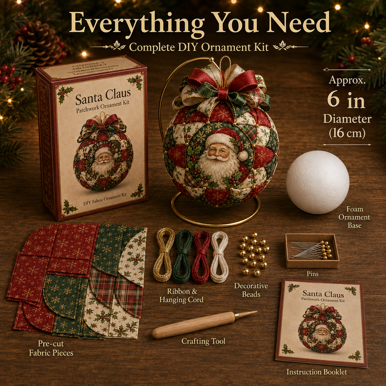 ❤️Beginner-Friendly🎄Christmas Classics Patchwork Ornament DIY Kit
