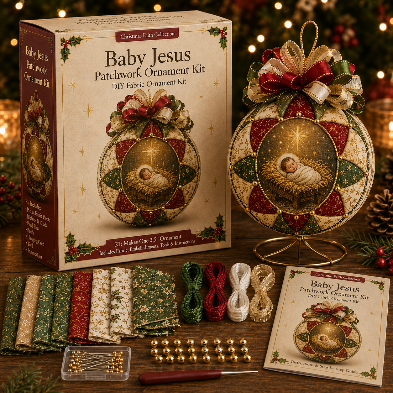 ❤️Beginner-Friendly🎄 Christmas Nativity Patchwork Ornament DIY Kit