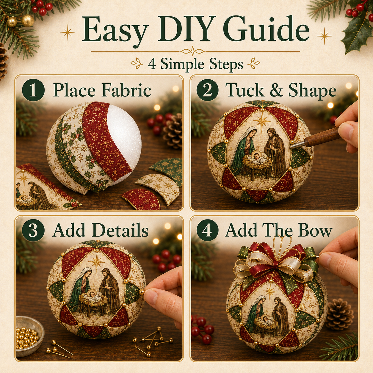 ❤️Beginner-Friendly🎄 Christmas Nativity Patchwork Ornament DIY Kit