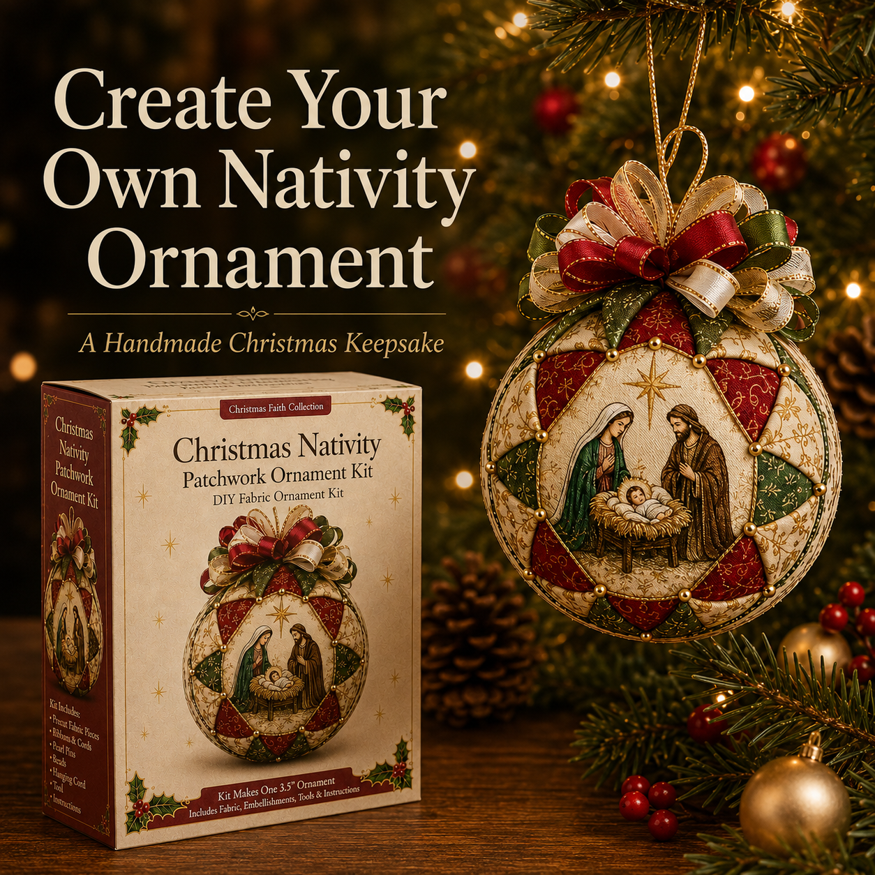 ❤️Beginner-Friendly🎄 Christmas Nativity Patchwork Ornament DIY Kit