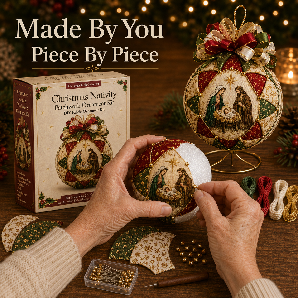 ❤️Beginner-Friendly🎄 Christmas Nativity Patchwork Ornament DIY Kit