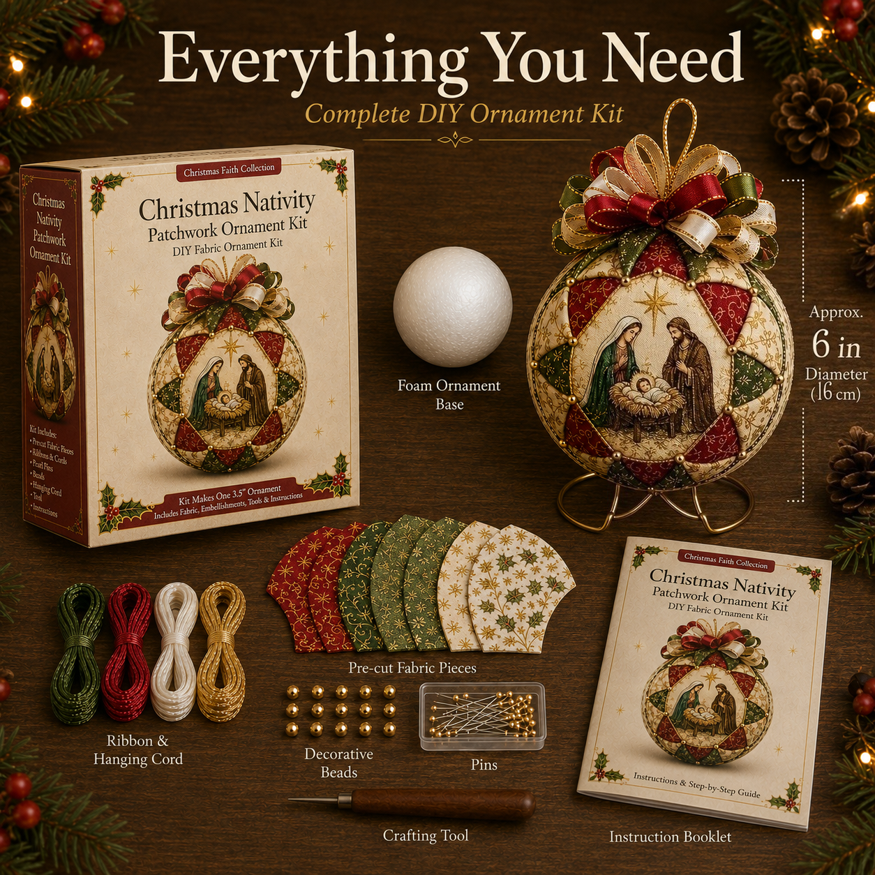 ❤️Beginner-Friendly🎄 Christmas Nativity Patchwork Ornament DIY Kit