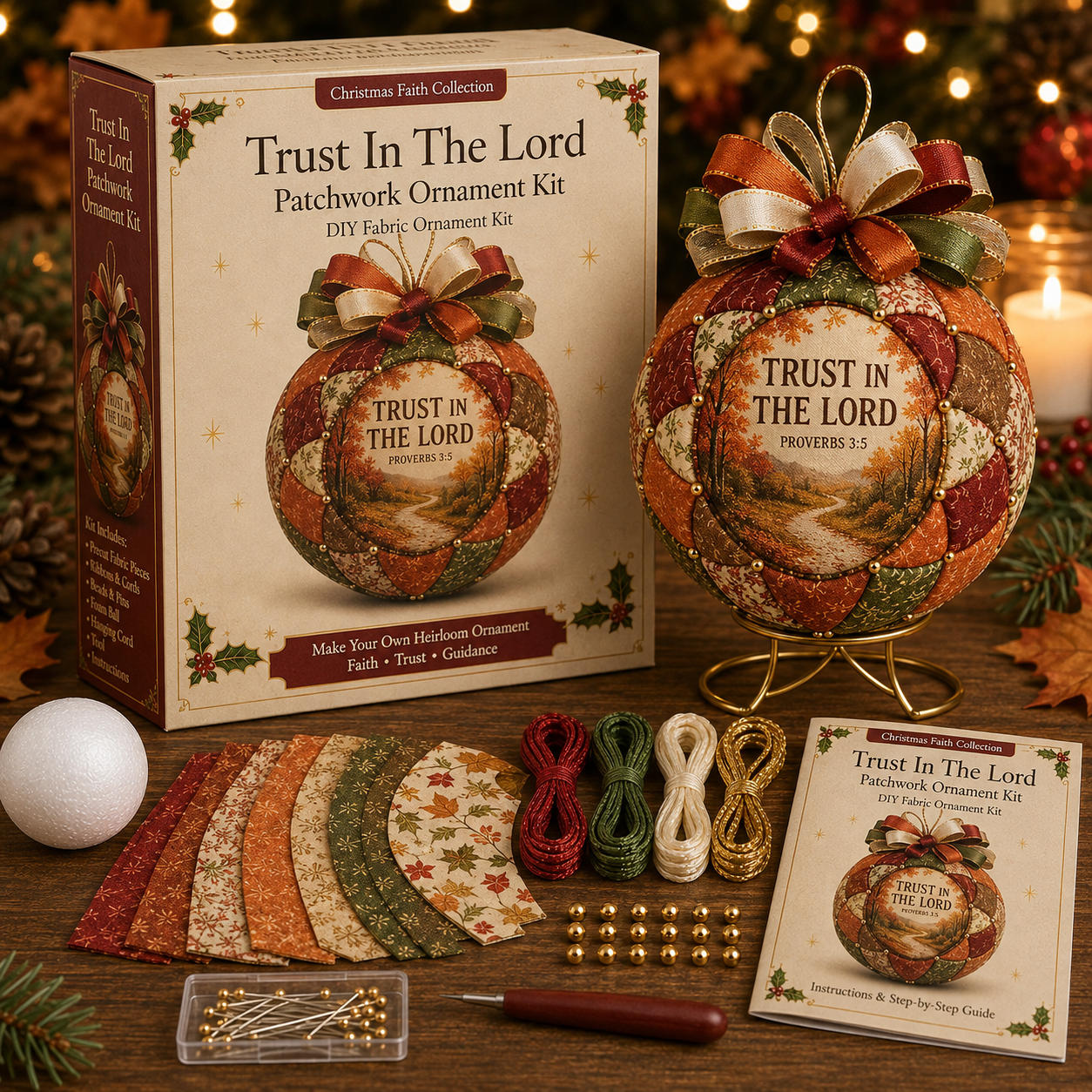 ❤️Beginner-Friendly🎄 Christmas Faith Patchwork Ornament DIY Kit