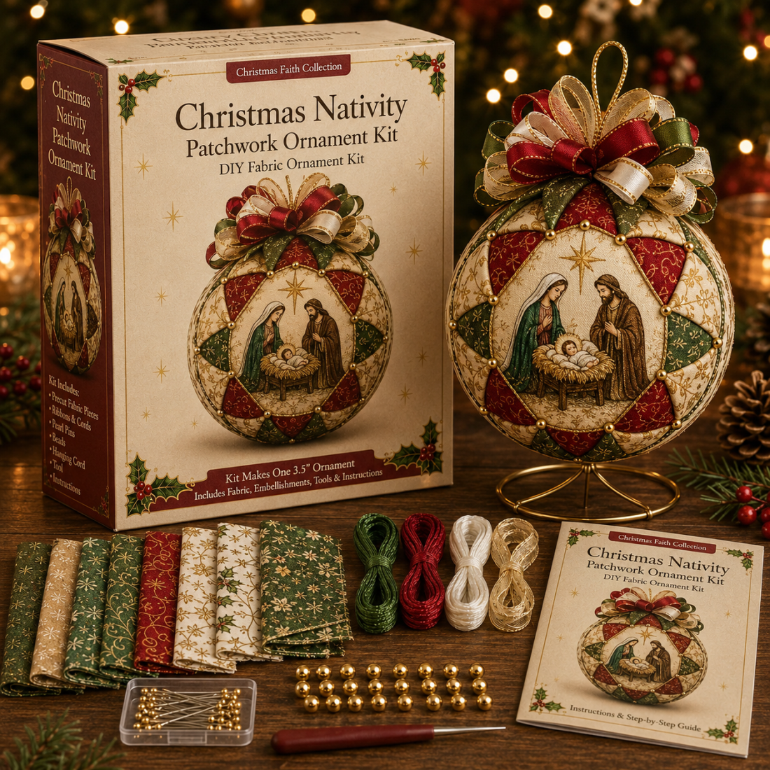 ❤️Beginner-Friendly🎄 Christmas Nativity Patchwork Ornament DIY Kit