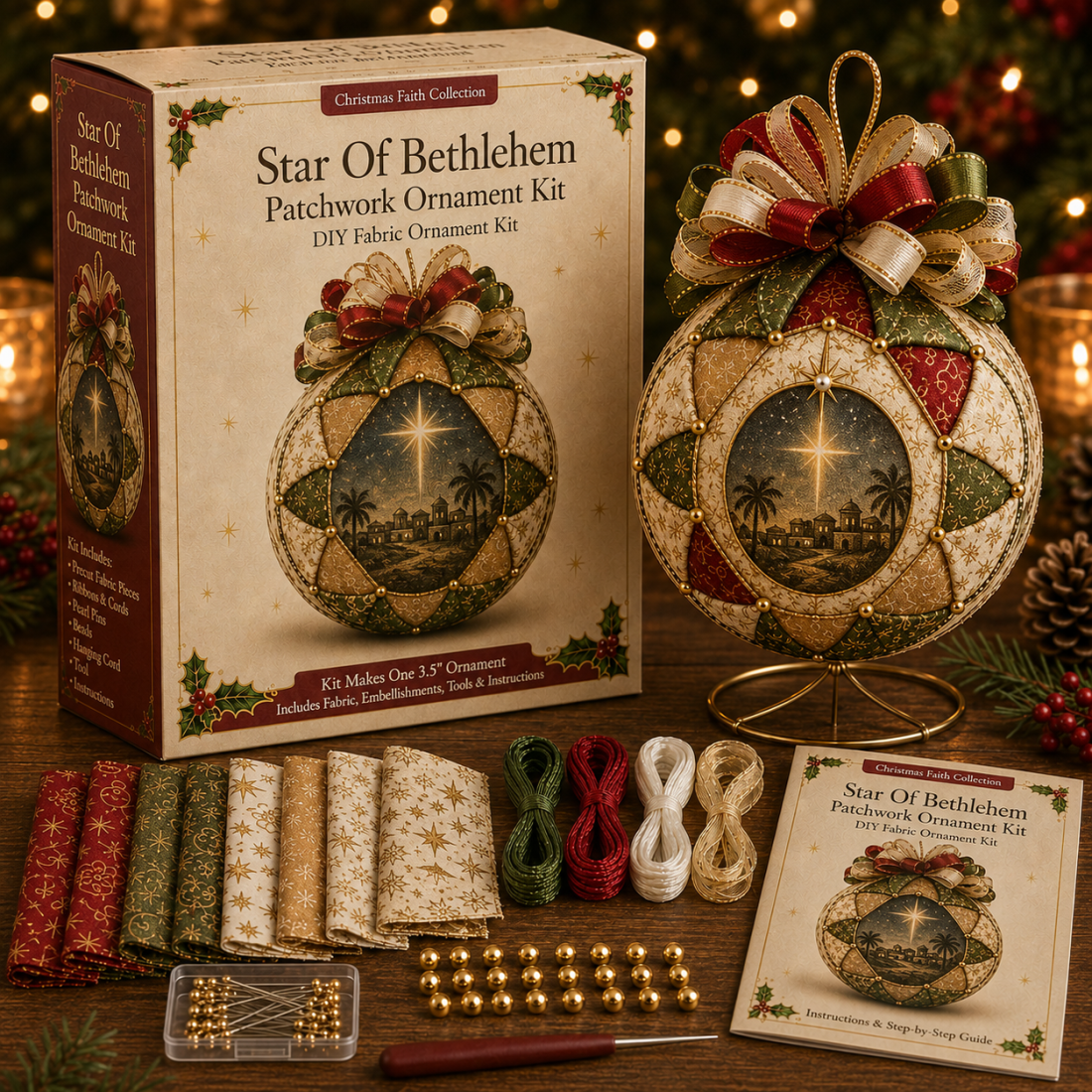 ❤️Beginner-Friendly🎄 Christmas Nativity Patchwork Ornament DIY Kit