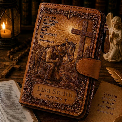 ✝️ Personalized Christian Wallet – Custom Name Faith Wallet with Bible Verse 💛✨