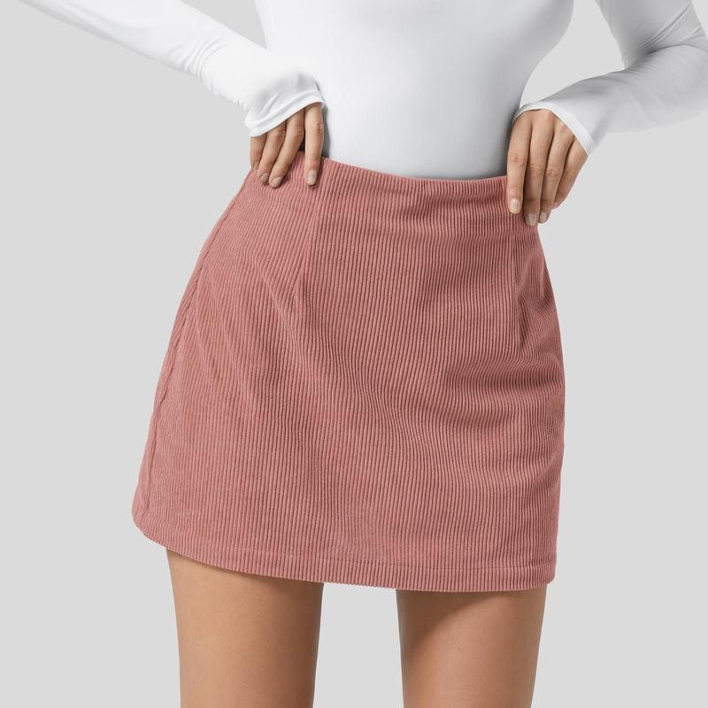 High Waisted Invisible Zipper 2-in-1 Mini A-line Corduroy Casual Skirt 🤎
