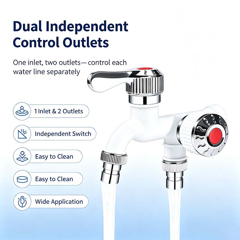 Dual Outlet Washing Machine Plastic Faucet, 1 In 2 Out Water Plastic Tap🚰
