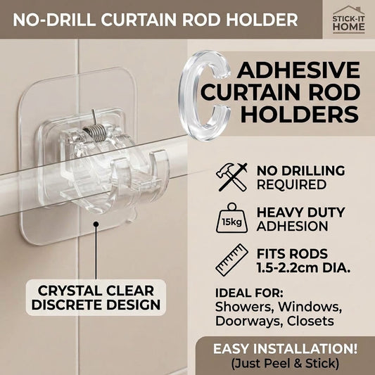 🔥Nail-Free Adjustable Curtain Rod Hooks
