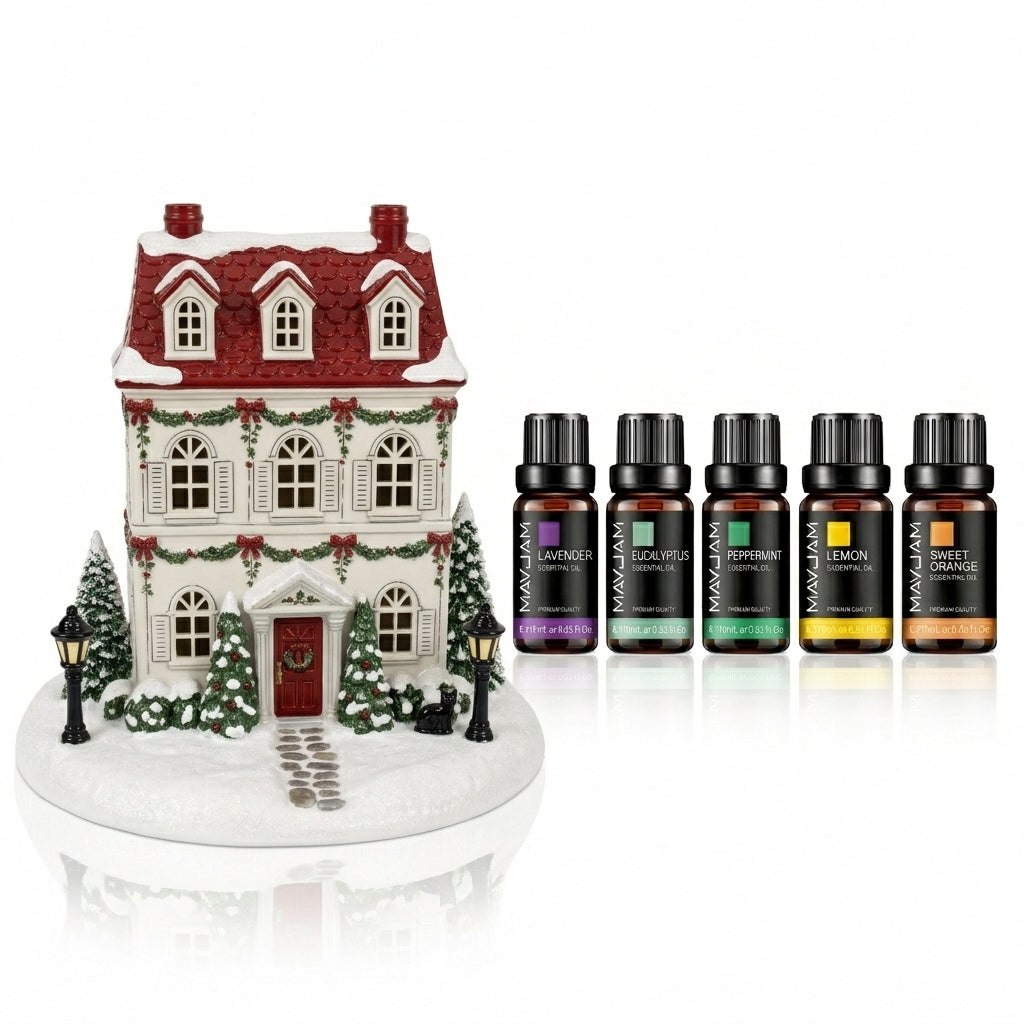 50% OFF🏠 Christmas House Aroma Diffuser – Gentle Mist & Glowing Windows