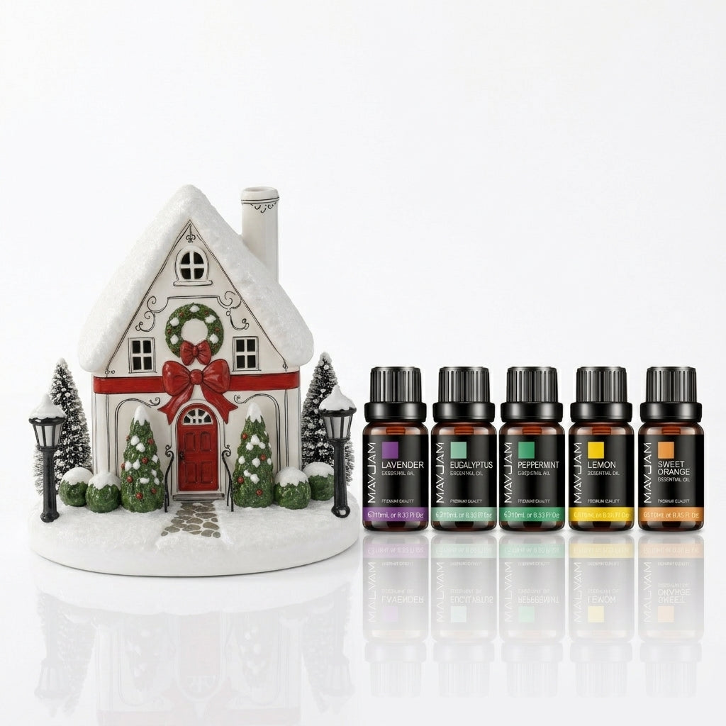 50% OFF🏠 Christmas House Aroma Diffuser – Gentle Mist & Glowing Windows