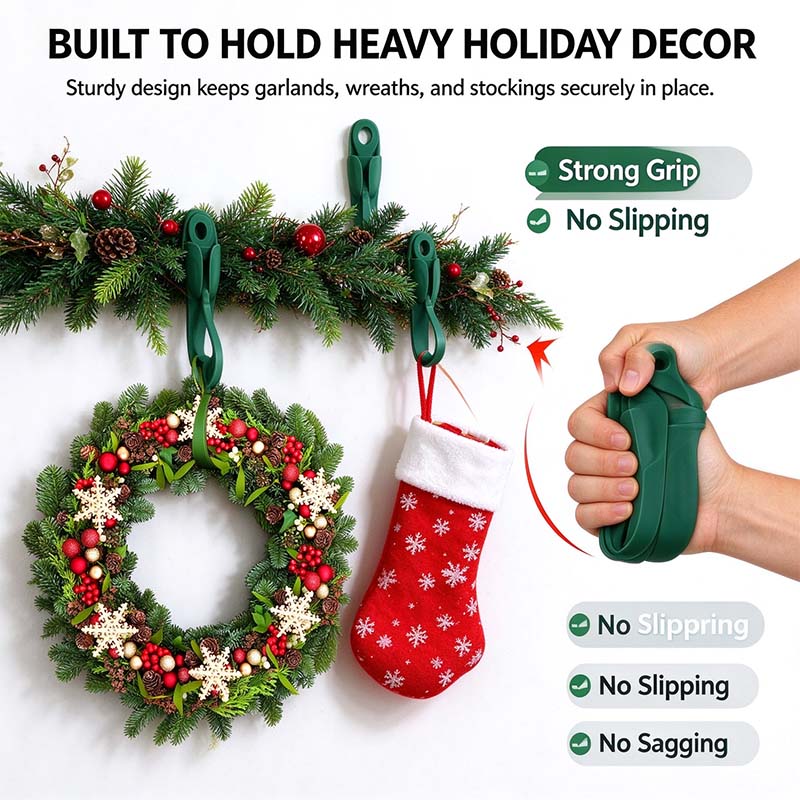 6Pcs Reusable Silicone Adhesive Christmas Garland Hooks - Traditional Household Hanger🎄