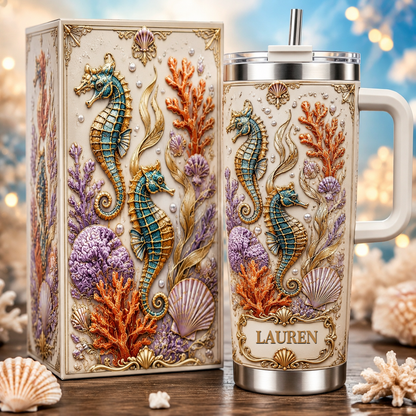 Vintage Seahorse Ocean Tumbler with Gift Box