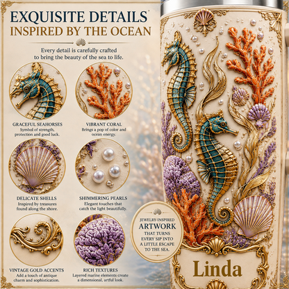 Vintage Seahorse Ocean Tumbler with Gift Box