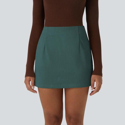 High Waisted Invisible Zipper 2-in-1 Mini A-line Corduroy Casual Skirt 🤎