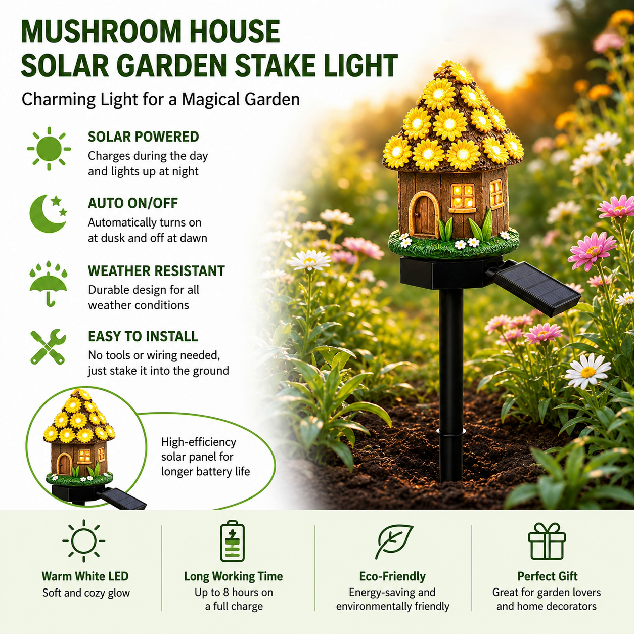 ✨Last Day: 49% OFF🔥Solar Fairy-Tale Mushroom Cottage Garden Light – Whimsical Warm Glow for Paths, Patios & Flower Beds 🍄🌙