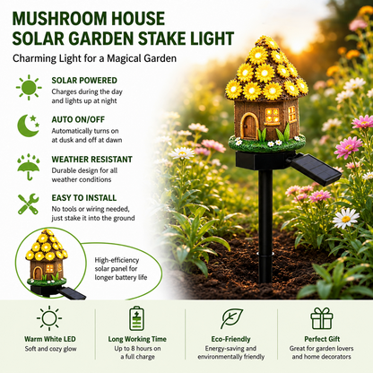 ✨Last Day: 49% OFF🔥Solar Fairy-Tale Mushroom Cottage Garden Light – Whimsical Warm Glow for Paths, Patios & Flower Beds 🍄🌙