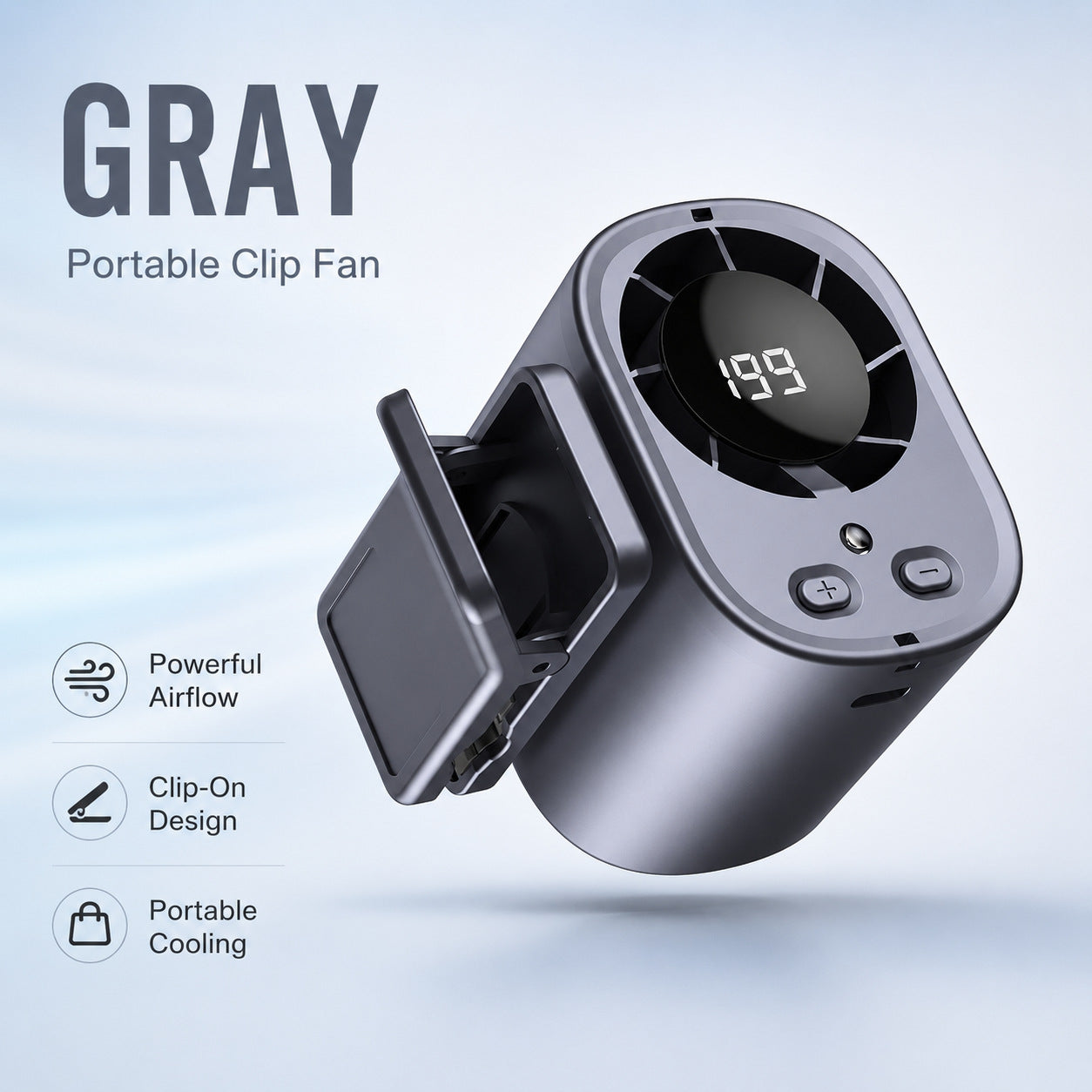 ❄️199-Speed USB Rechargeable Clip-On Fan – Portable, Strong Clamp, Long-Lasting Battery for Car, Desk & Travel