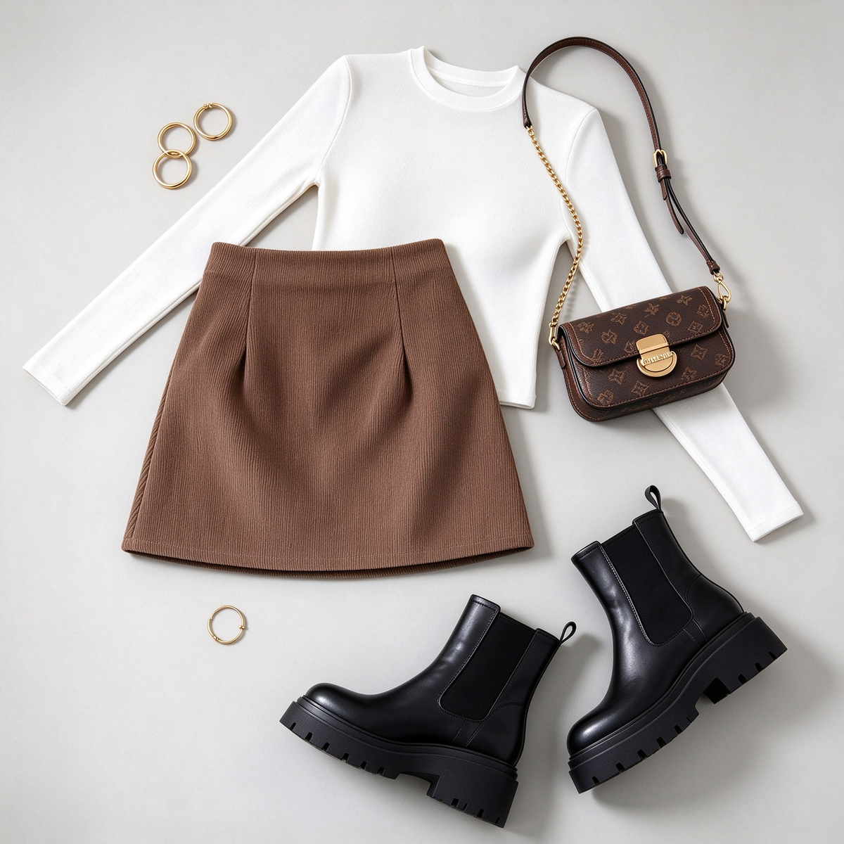 High Waisted Invisible Zipper 2-in-1 Mini A-line Corduroy Casual Skirt 🤎