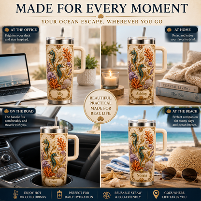 Vintage Seahorse Ocean Tumbler with Gift Box