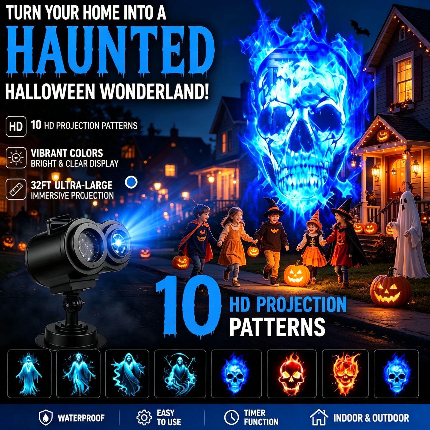 🎃32FT HD Halloween Projector | That Disappoint Your Halloween Party | 10 Unique HD Projection Patterns