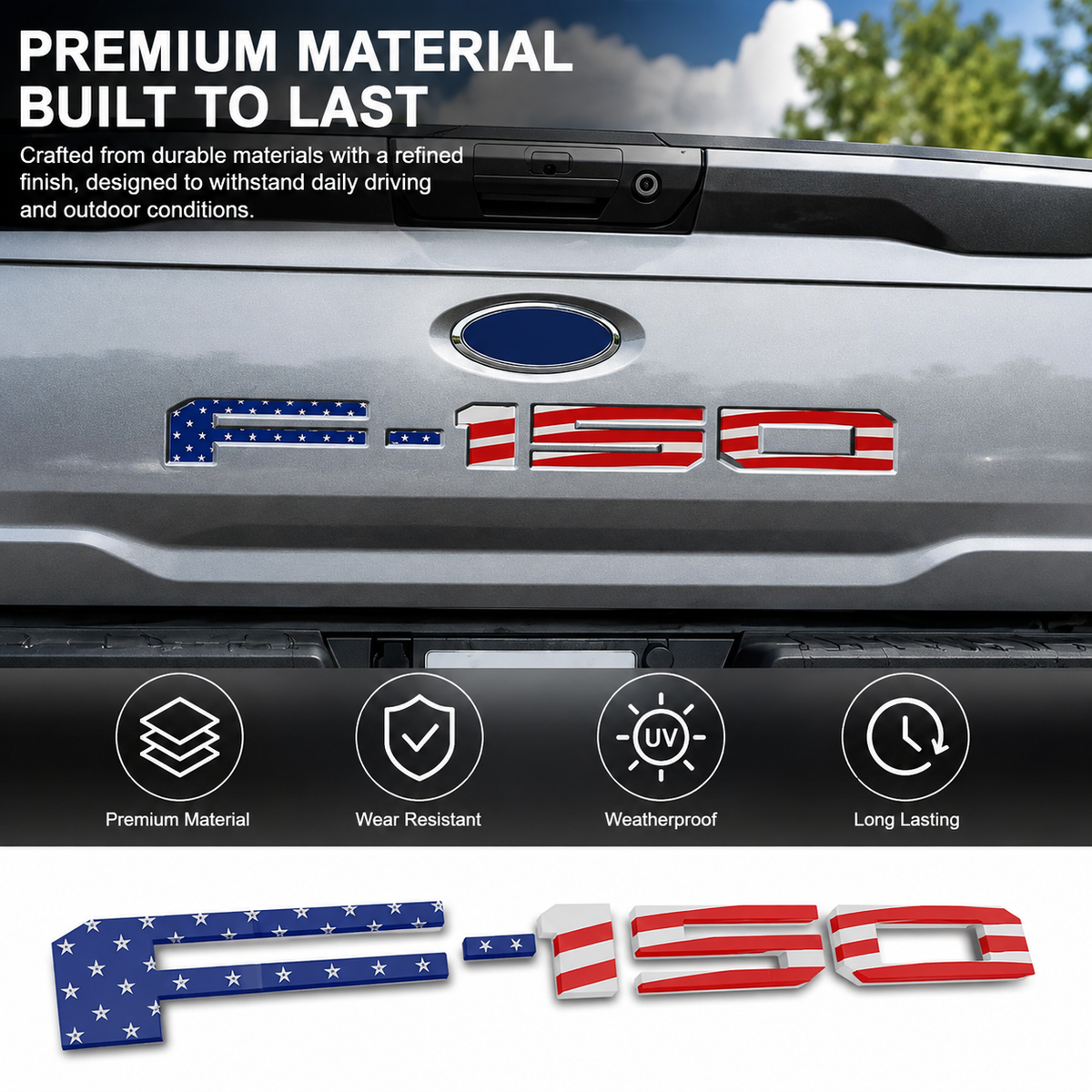 F-150 Upgrade Accessories: 3D Emblem – Tailgate Insert Lettering – Stylish Trim Designed for Pickup Owners