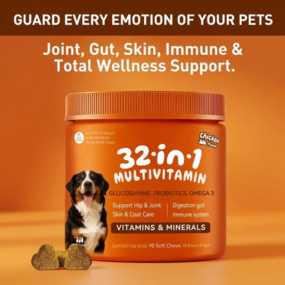 🐶 32-IN-1 ALL-IN-ONE MULTIVITAMIN CHEWS FOR DOGS