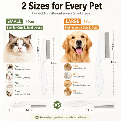 Pet Face Comb Set for Cats & Dogs, Fine Tooth Stainless Steel Grooming Comb🐱🪮