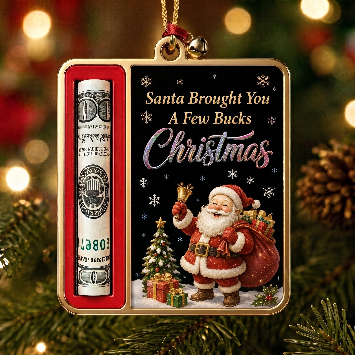 🎄 Christmas Money Holder Ornament – "A Few Bucks From Santa" Cash Gift Card 💰✨