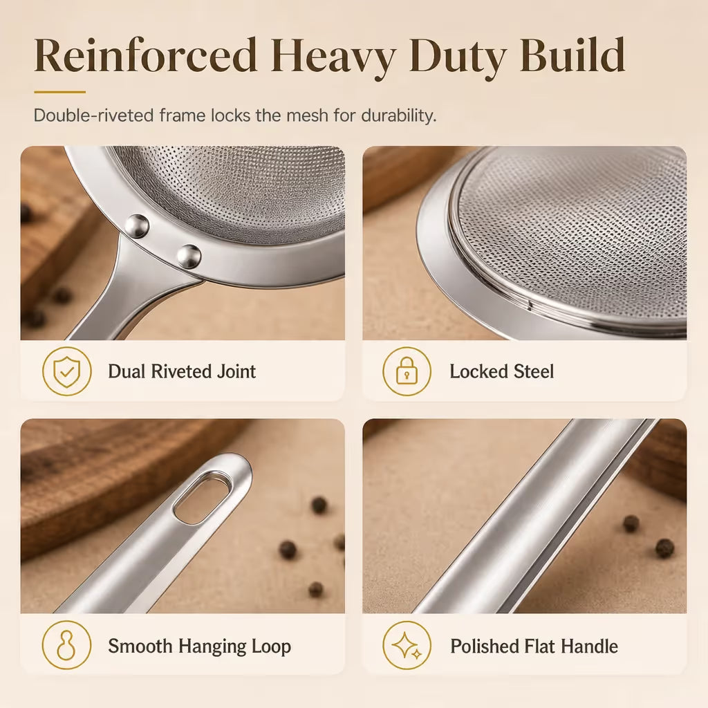 Stainless Steel Fine Mesh Skimmer Spoon