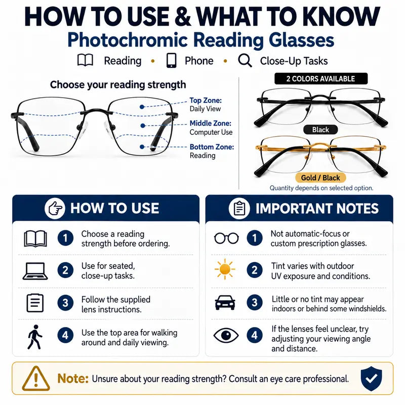 Unisex Progressive Multifocal Photochromic Reading Eyeglasses 👓