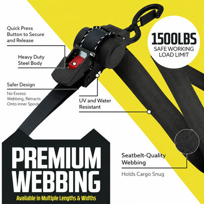 Auto-Retract Ratchet Tie Down Straps