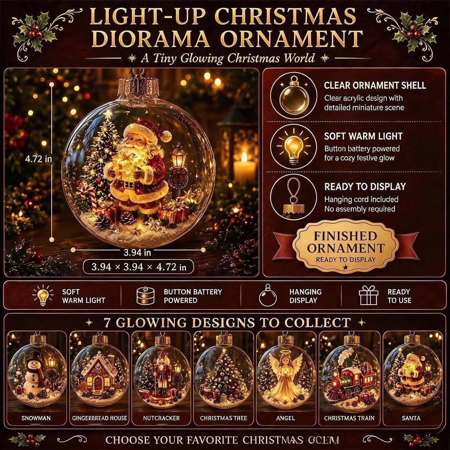 🔥HOT SALE 50% OFF - 🎄Glowing Christmas Diorama Ornament✨