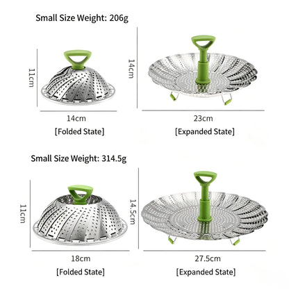 Stainless Steel Folding Vegetable Steamer Basket with Extendable Handle for Pots