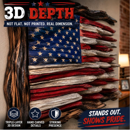 Handmade Wooden American Flag Wall Art 🔥