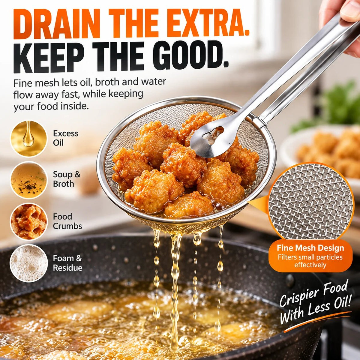 🔥 Buy 1 Get 1 🔥-2-in-1 Stainless Steel Strainer Tongs – Grab, Drain & Serve with One Tool