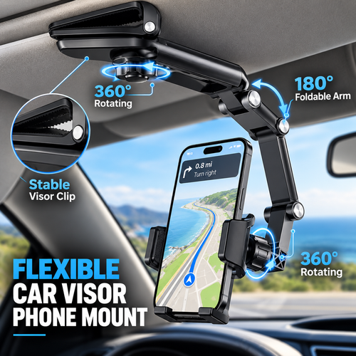 📱HOT SALE-🔥New 1080° Multi-function Sun Visor Universal 360 Degree Rotating Phone Holder✨