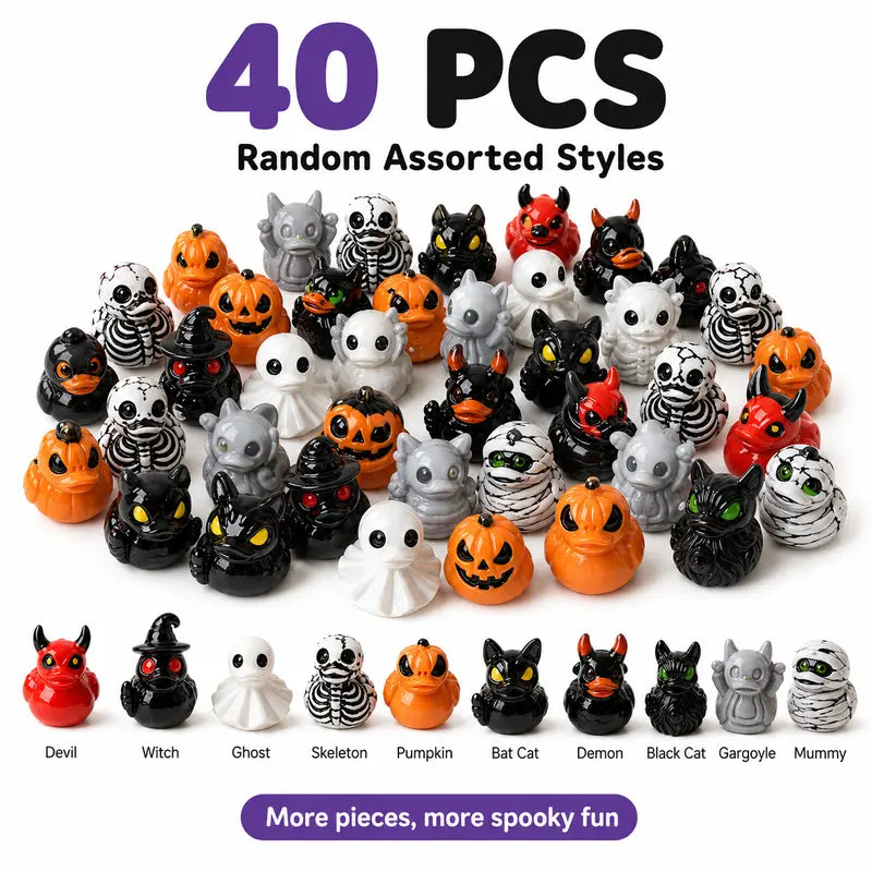 Mini Spooky Skull Devil Resin Duck Ornament
