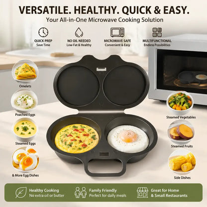 🍳 Microwave Egg Poacher 🥚💛 Quick Easy Convenient Egg Cooker with Lid & Handle for Perfect Breakfasts