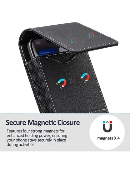 🔥Waist Belt Cell Phone Pouch 📱 Multi-Pocket Leather Holster with Card Holder