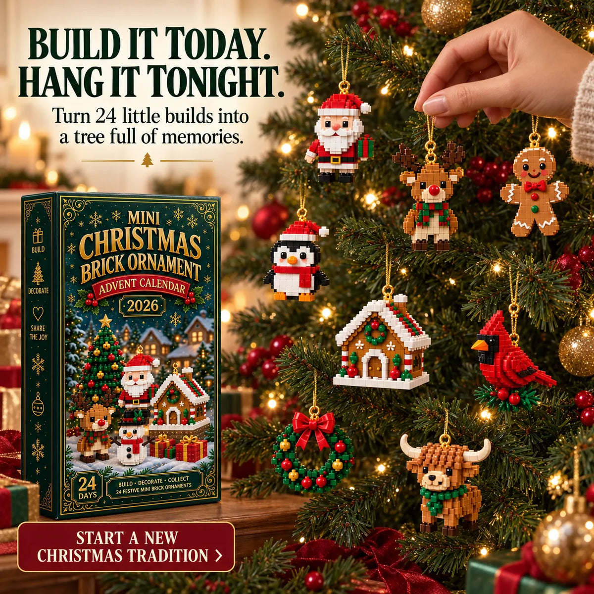 ⏳ Last day to save 49% – 🎄 24-Day Mini Christmas Brick Ornament Advent Calendar