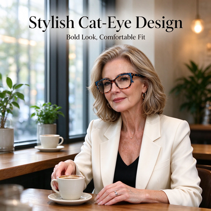 Women's Elegant Cat-Eye Metal Frame Reading Glasses - Plain Color-Blocked 👓