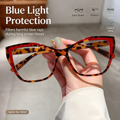 Women's Elegant Cat-Eye Metal Frame Reading Glasses - Plain Color-Blocked 👓