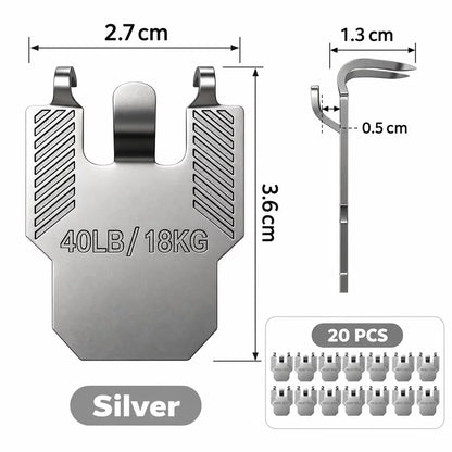 🏠 20 Pack Wall Claw Hooks | No Drilling Needed, Quick Installation for Living Room & Office Wall Decor