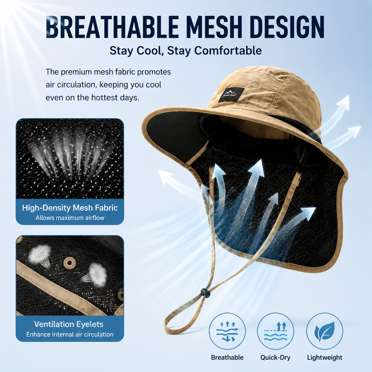 Outdoor Sun Protection Hat with Wide Brim and Neck Flap
