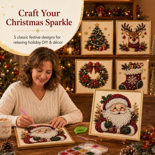 🎄DIY Christmas Pearl Diamond Painting Art Kit With Frame Relaxing & Beginner-Friendly 🎄🎄