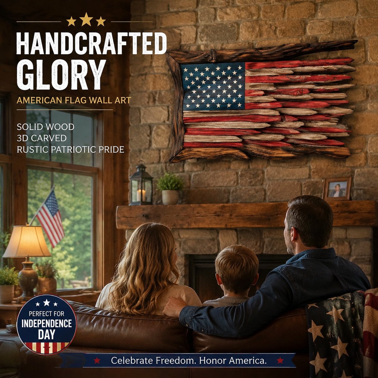 Handmade Wooden American Flag Wall Art 🔥