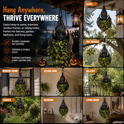 🦇 Hanging Bat Plant Pot🎃Spooky Garden Decor Planter