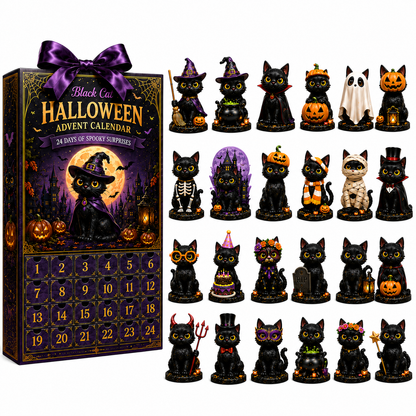 🔥Last 30 pcs✨⏰ Limited anniversary edition✨24-Day Christmas Countdown Advent Calendar –Halloween black cat Ornament